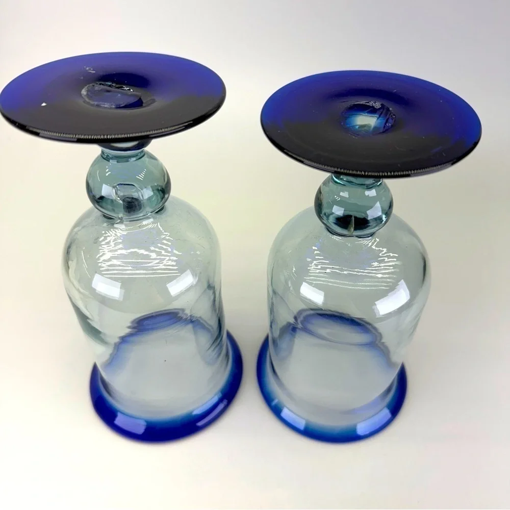 Handblown Mexican Cobalt Blue Goblets